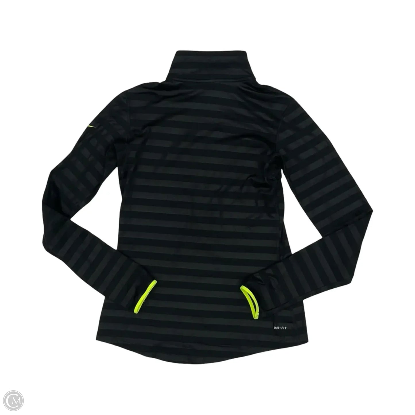 Athletic Top Long Sleeve Collar By Nike In Black, Size: M