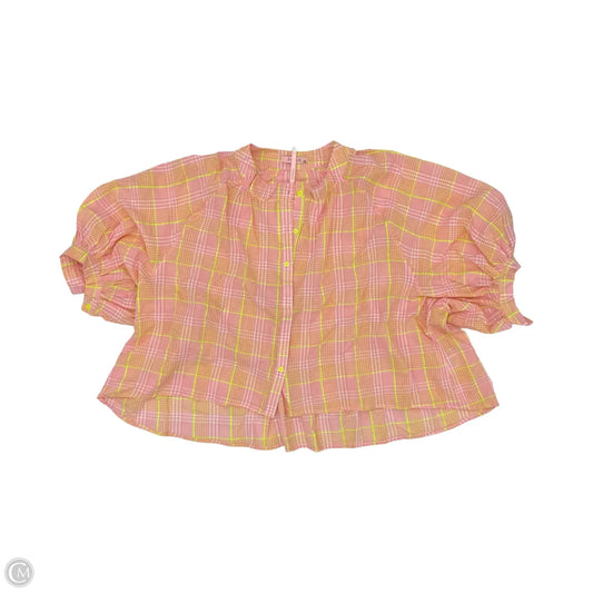Blouse Short Sleeve By Clothes Mentor In Pink & Yellow, Size: 1x
