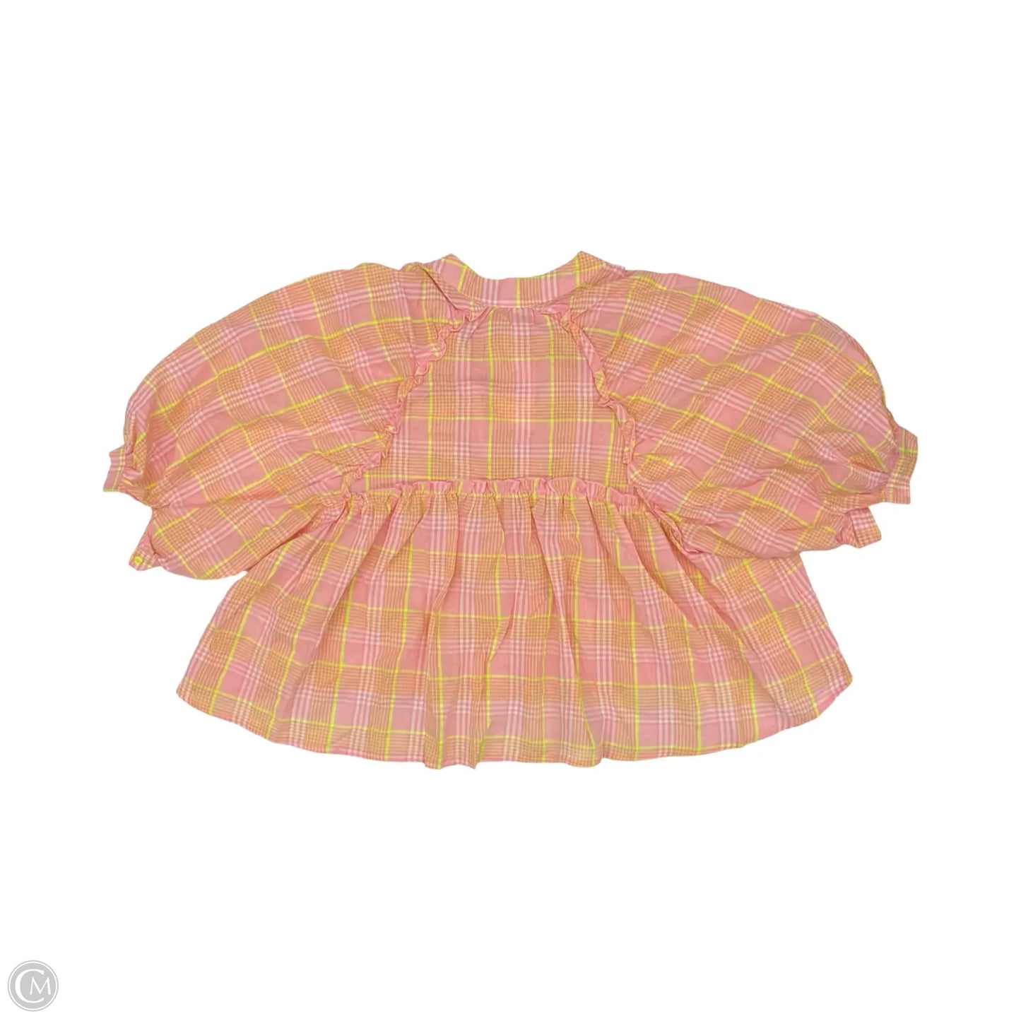 Blouse Short Sleeve By Clothes Mentor In Pink & Yellow, Size: 1x
