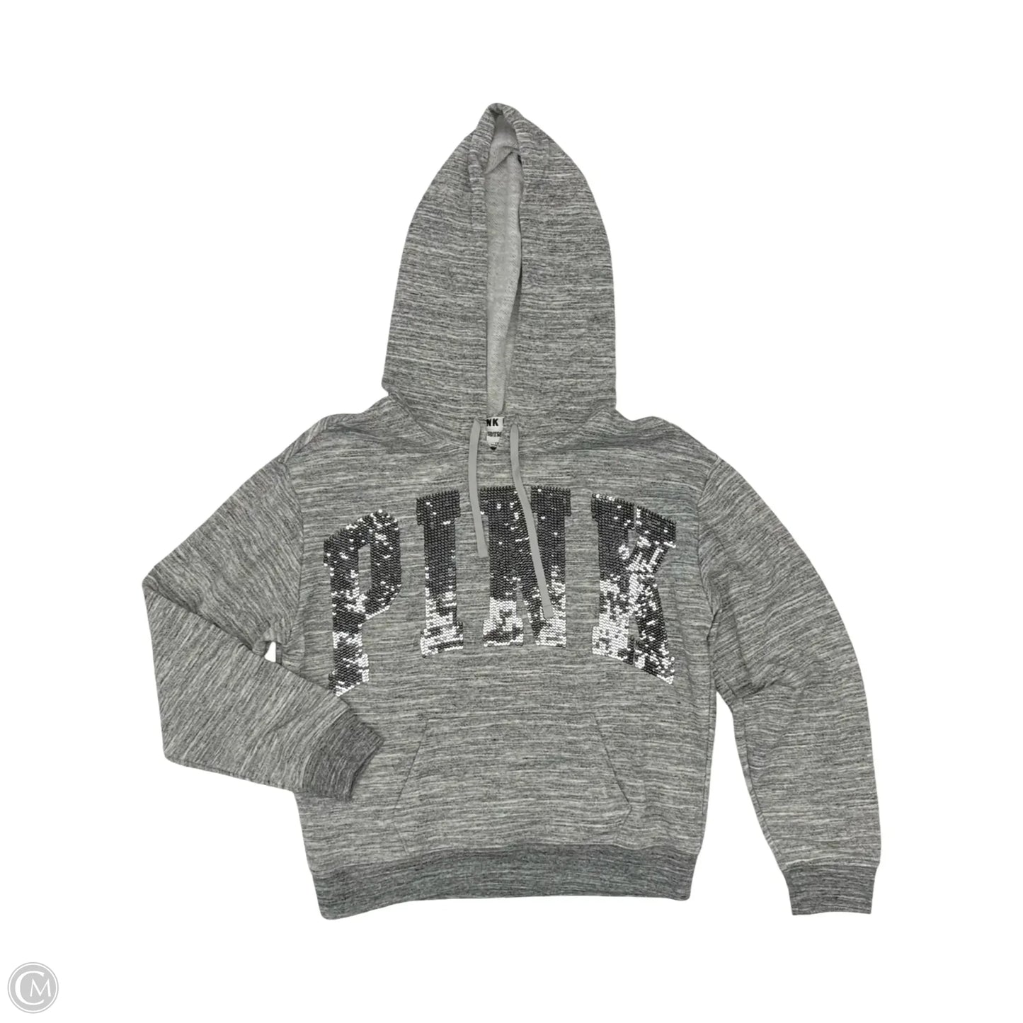 Sweatshirt Hoodie By Pink In Grey, Size: S