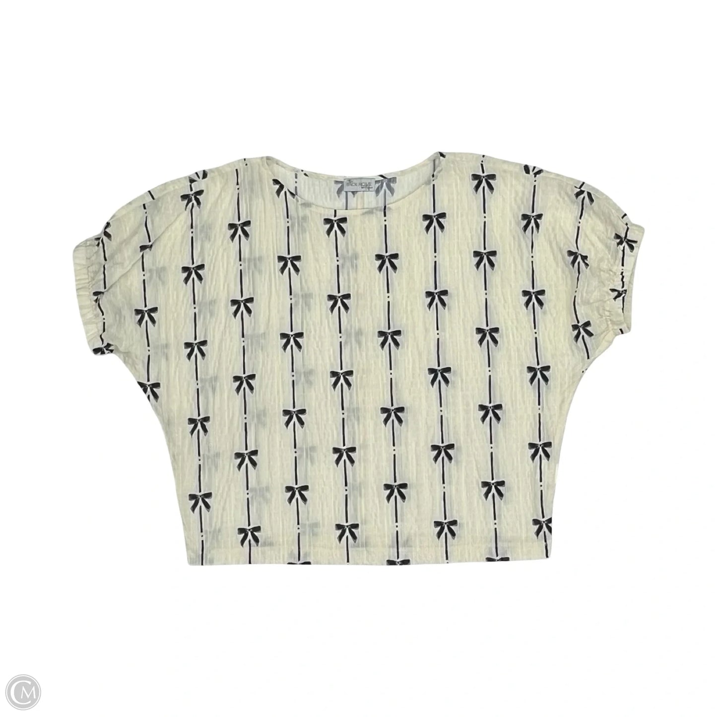 Blouse Short Sleeve By Clothes Mentor In Black & Cream, Size: S