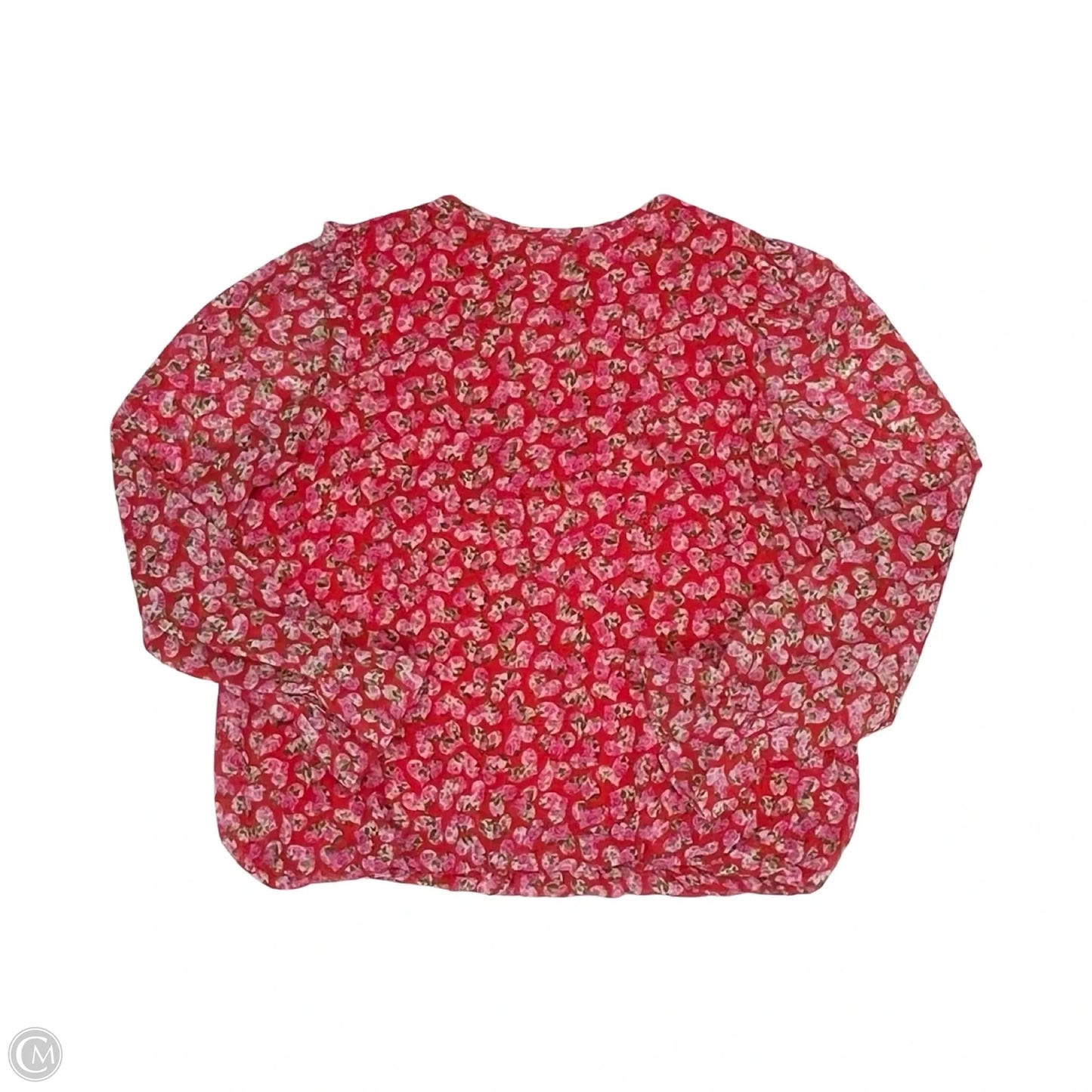 Blouse Long Sleeve By Cece In Pink & Red, Size: L