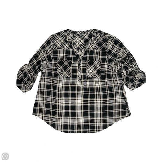 Blouse Long Sleeve By Torrid In Black & Cream, Size: 3x