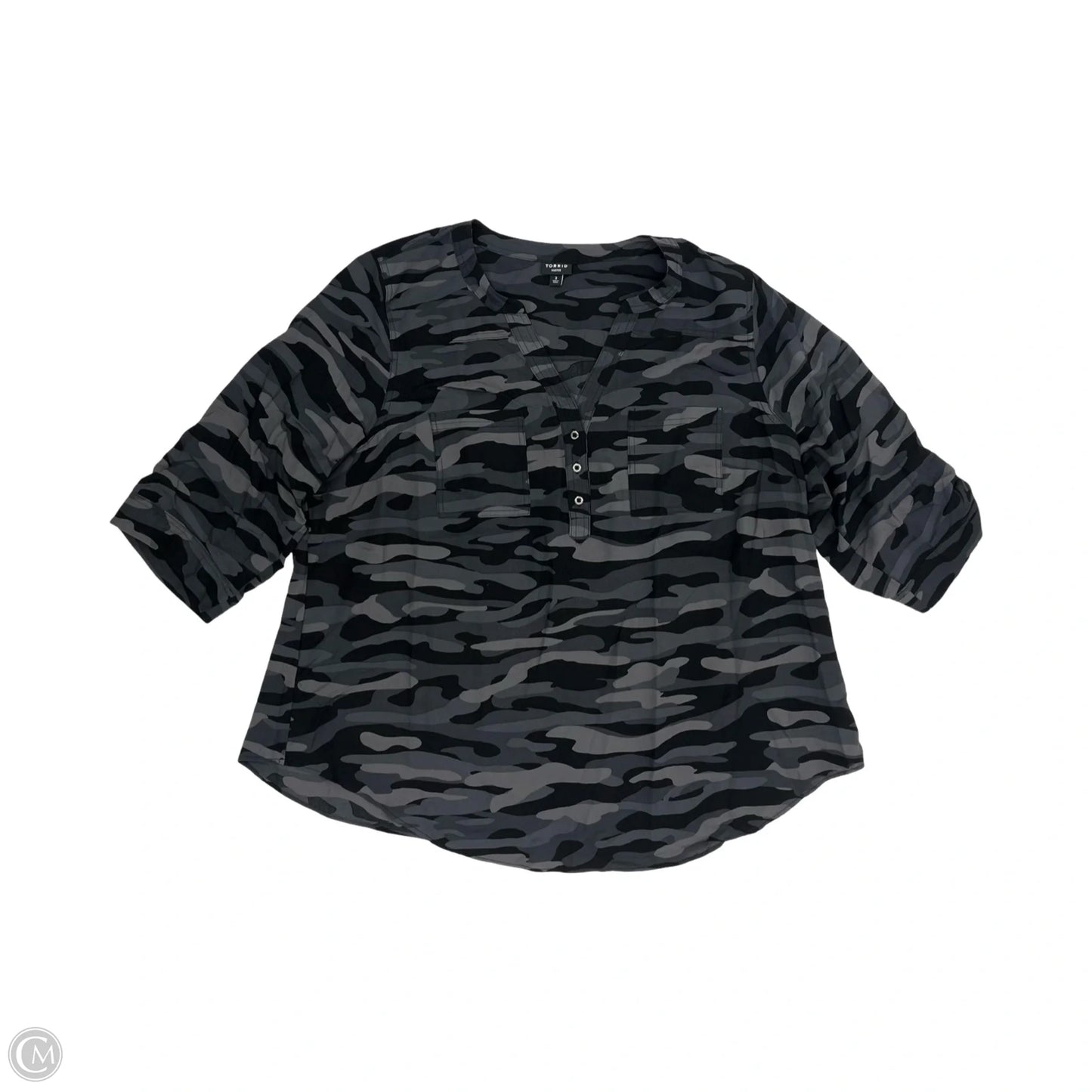 Blouse Short Sleeve By Torrid In Camouflage Print, Size: 3x