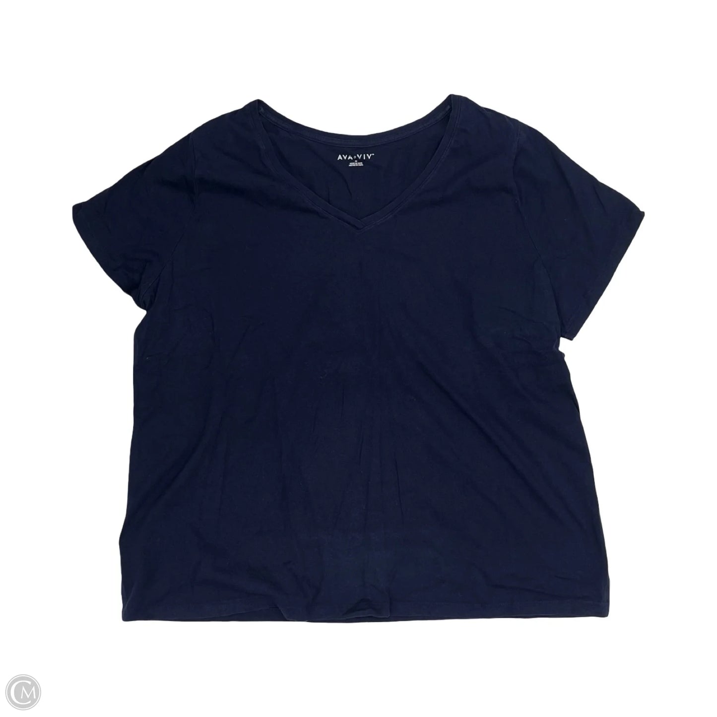 Top Short Sleeve Basic By Ava & Viv In Blue, Size: 3x