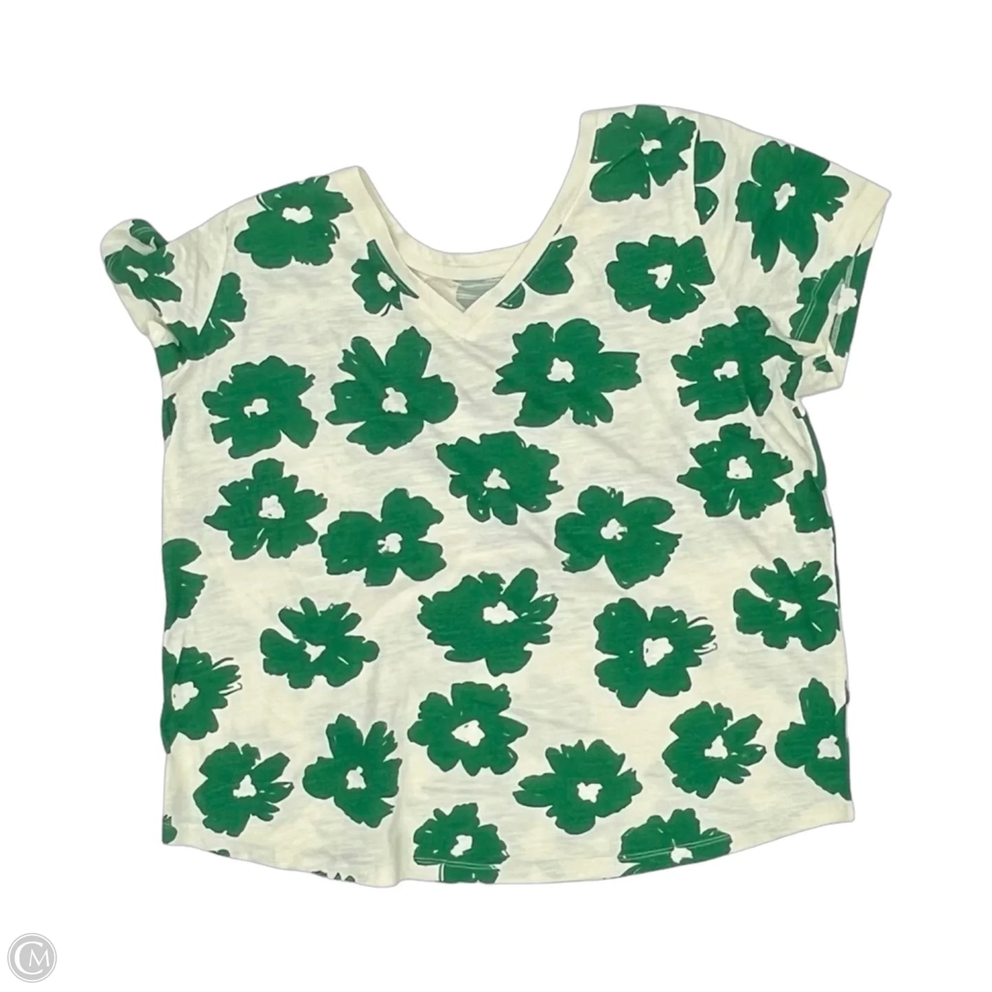Top Short Sleeve By Sonoma In Cream & Green, Size: Xl