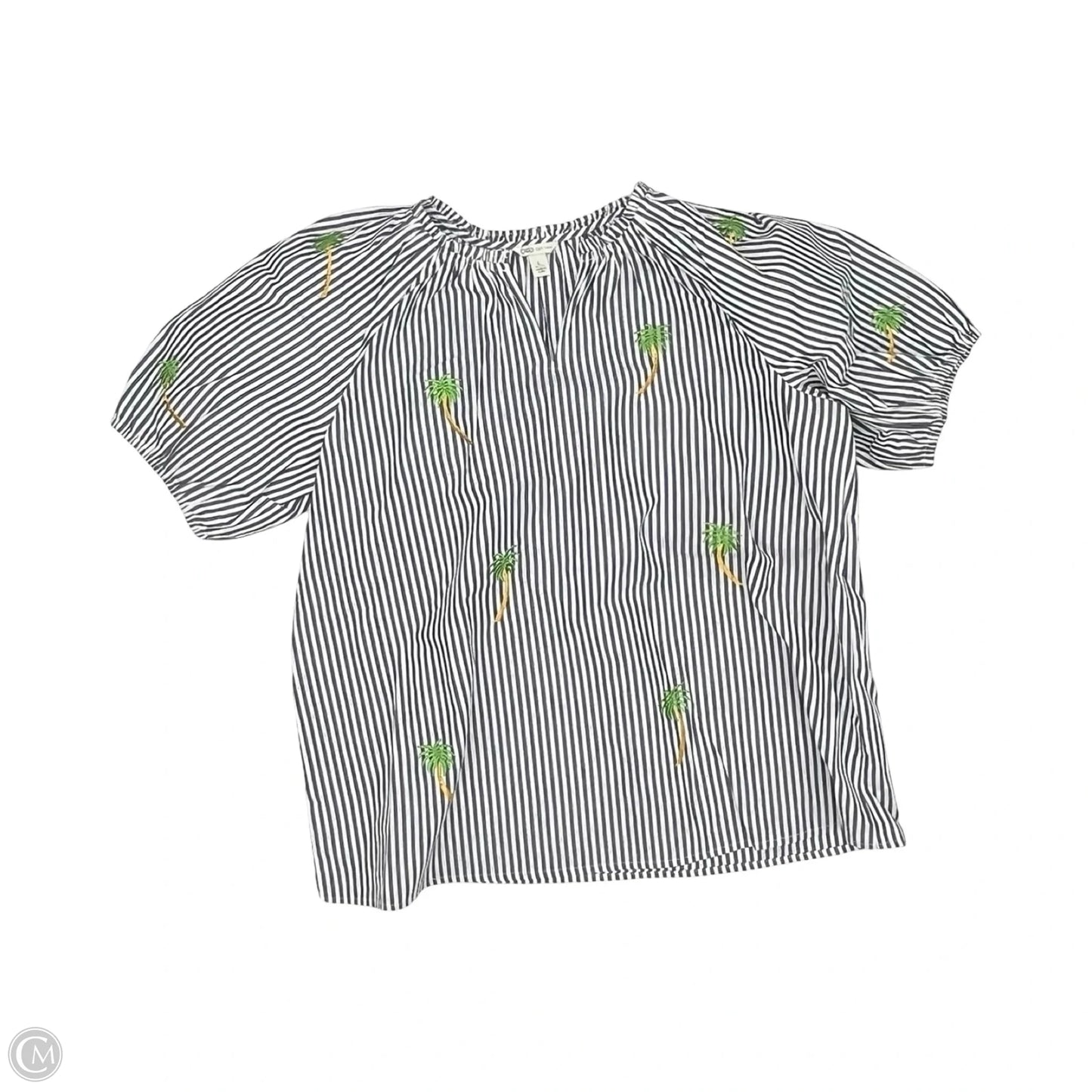 Blouse Short Sleeve By Cato In Grey & White, Size: L