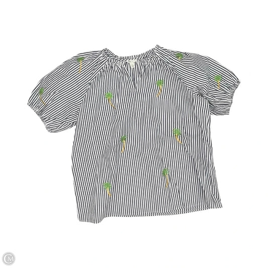 Blouse Short Sleeve By Cato In Grey & White, Size: L