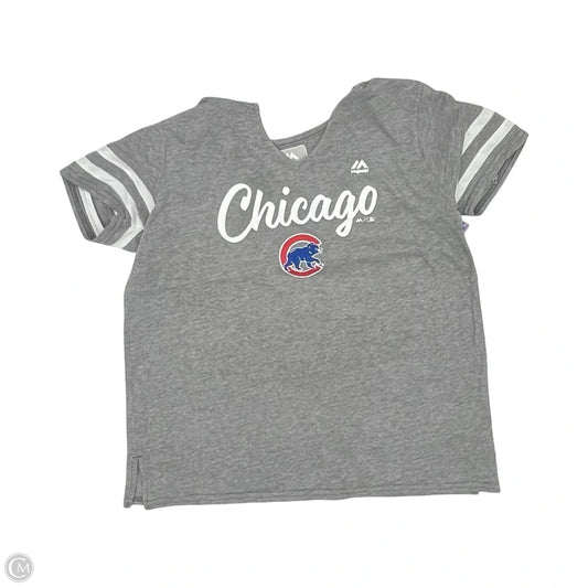 Athletic Top Short Sleeve By Majestic In Grey, Size: L
