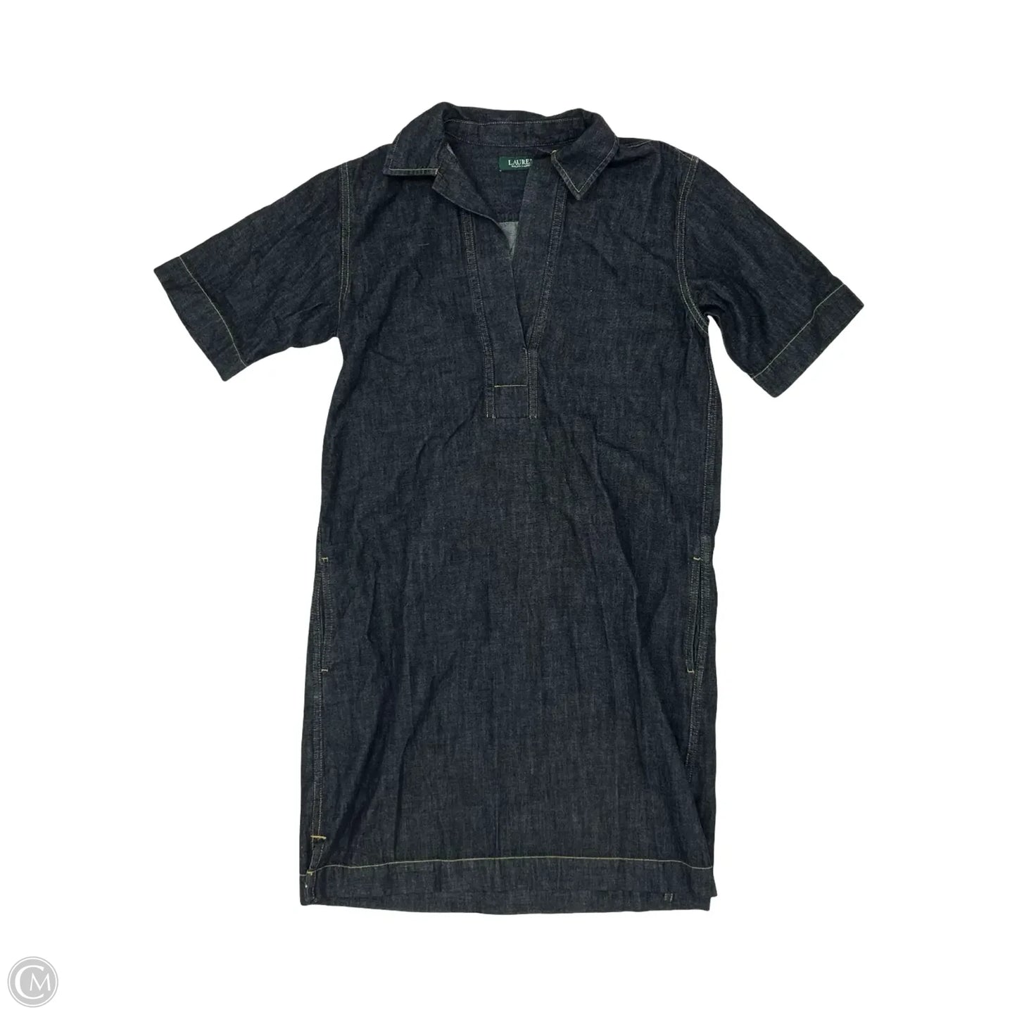 Dress Casual Midi By Lauren By Ralph Lauren In Blue Denim, Size: M