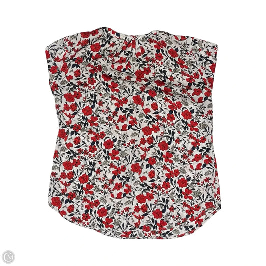Blouse Short Sleeve By Liz Claiborne In Blue & Red & White, Size: Xs