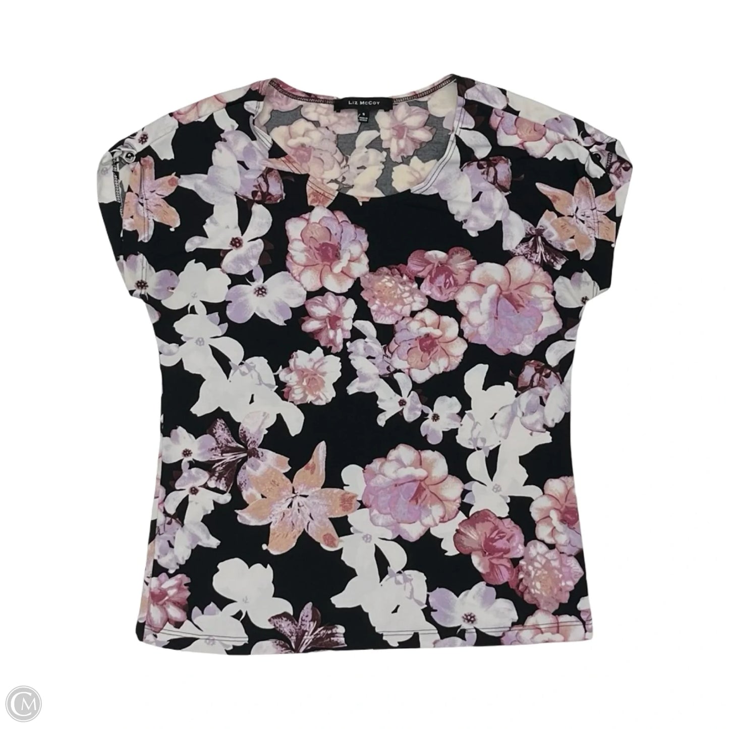 Blouse Short Sleeve By Clothes Mentor In Black & Pink, Size: S