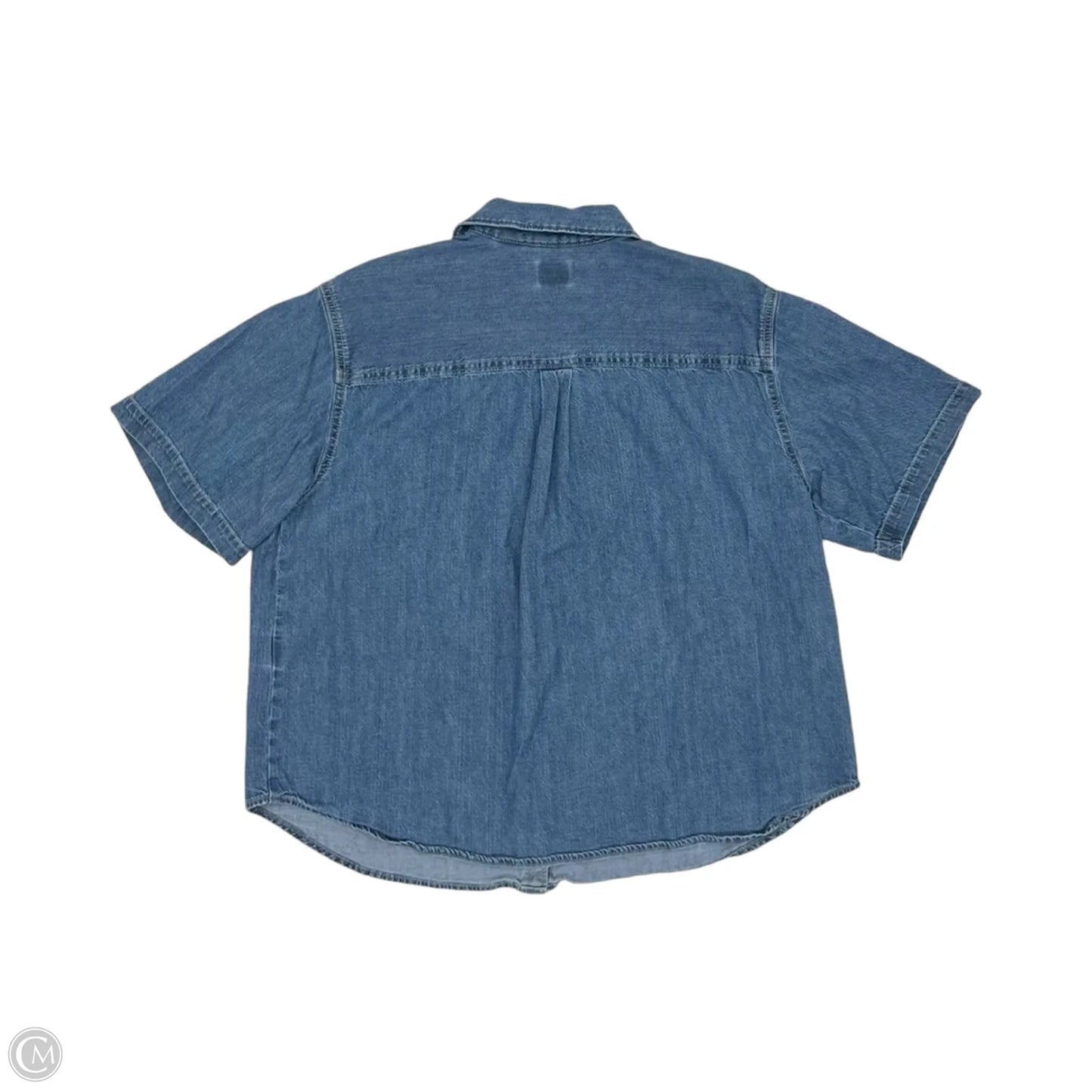 Blouse Short Sleeve By Levis In Blue Denim, Size: L