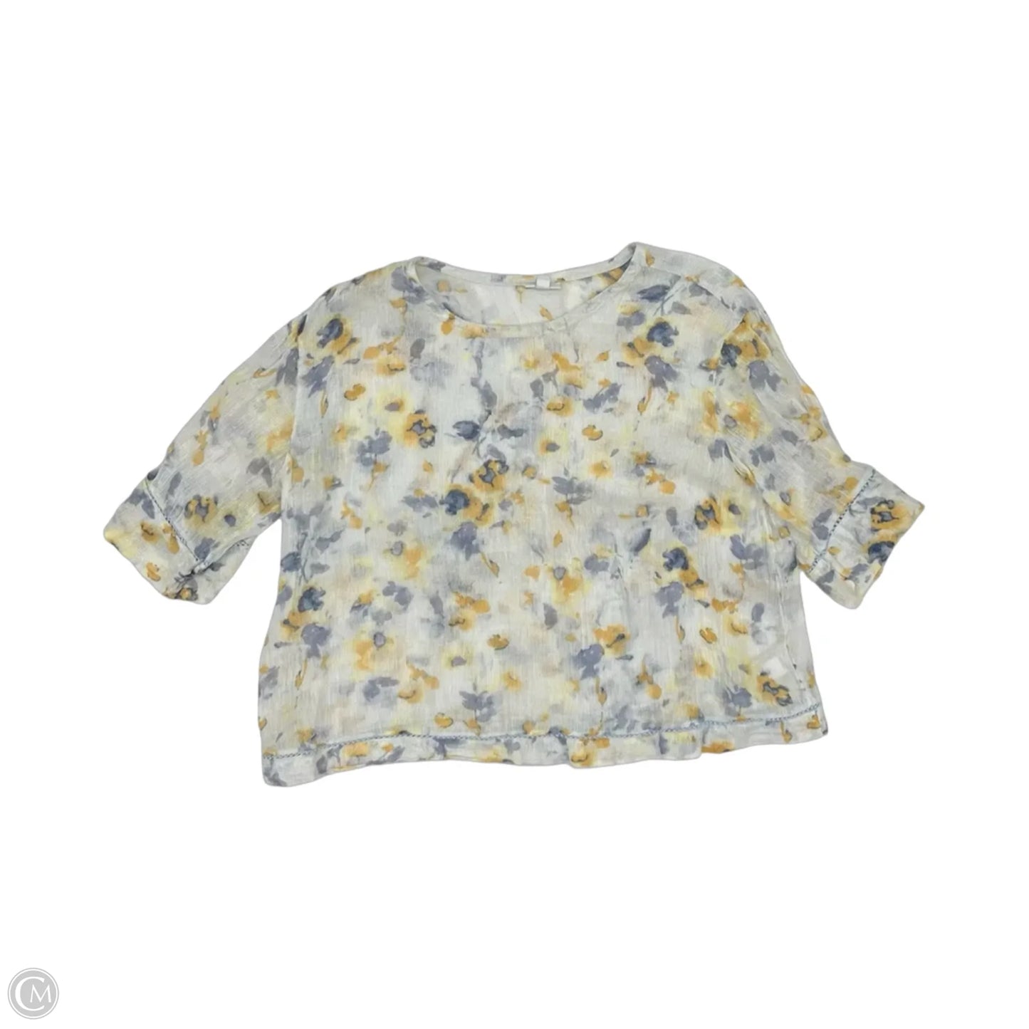 Blouse Short Sleeve By Pure Jill In White & Yellow, Size: Xlp