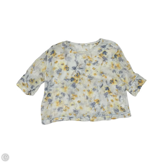 Blouse Short Sleeve By Pure Jill In White & Yellow, Size: Xlp