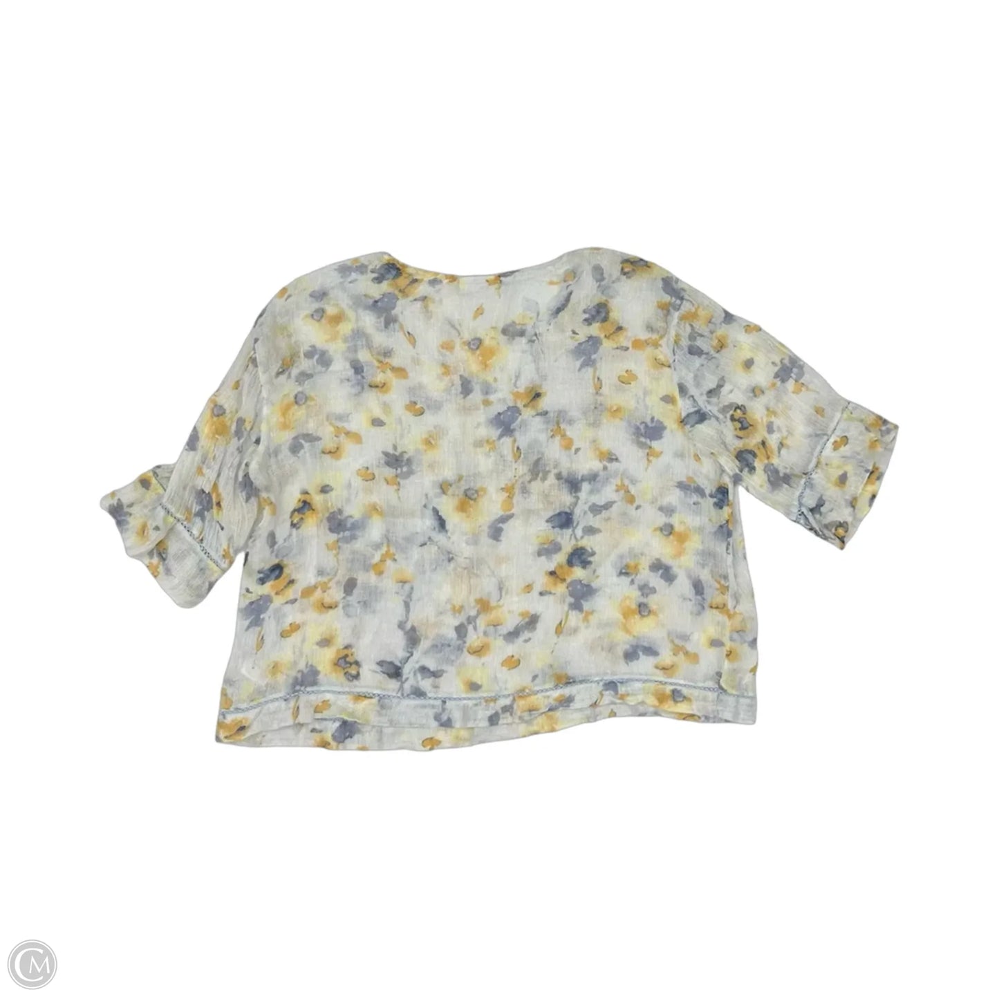 Blouse Short Sleeve By Pure Jill In White & Yellow, Size: Xlp