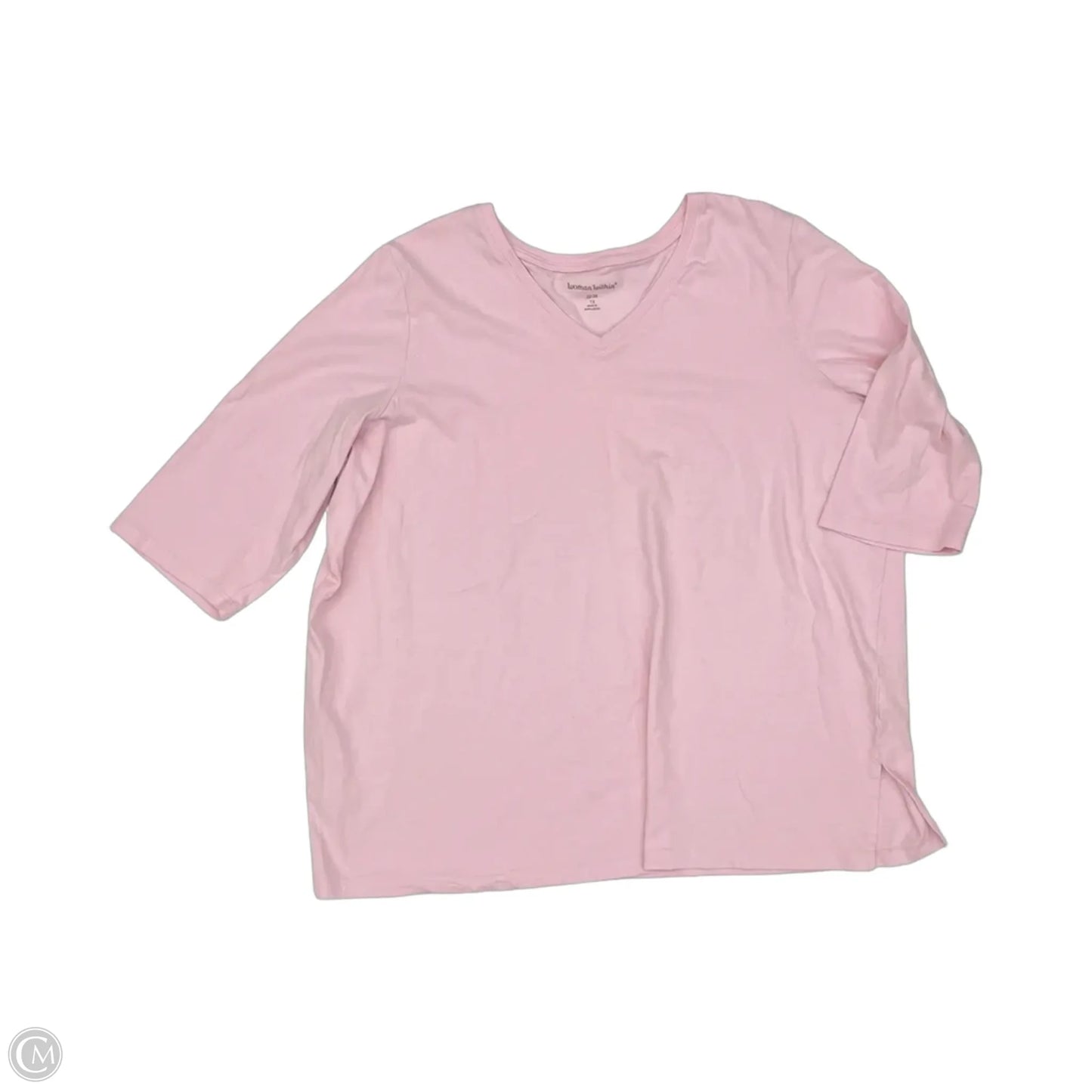 Top Short Sleeve Basic By Woman Within In Pink, Size: 3x