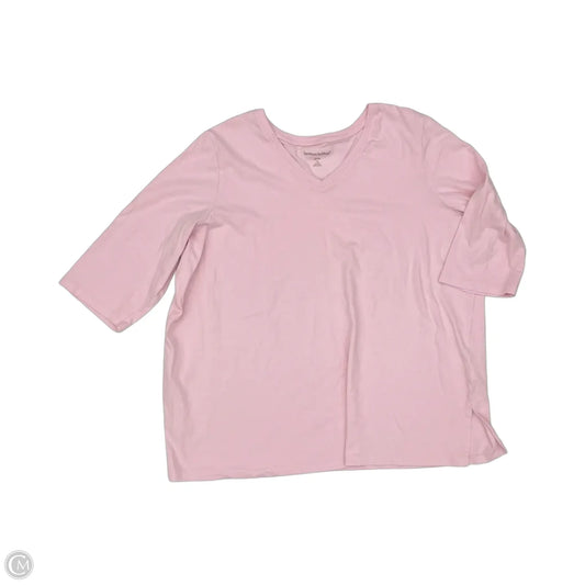 Top Short Sleeve Basic By Woman Within In Pink, Size: 3x