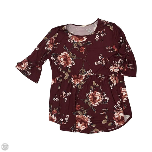 Blouse Short Sleeve By Sweet Lovely In Maroon, Size: 2x