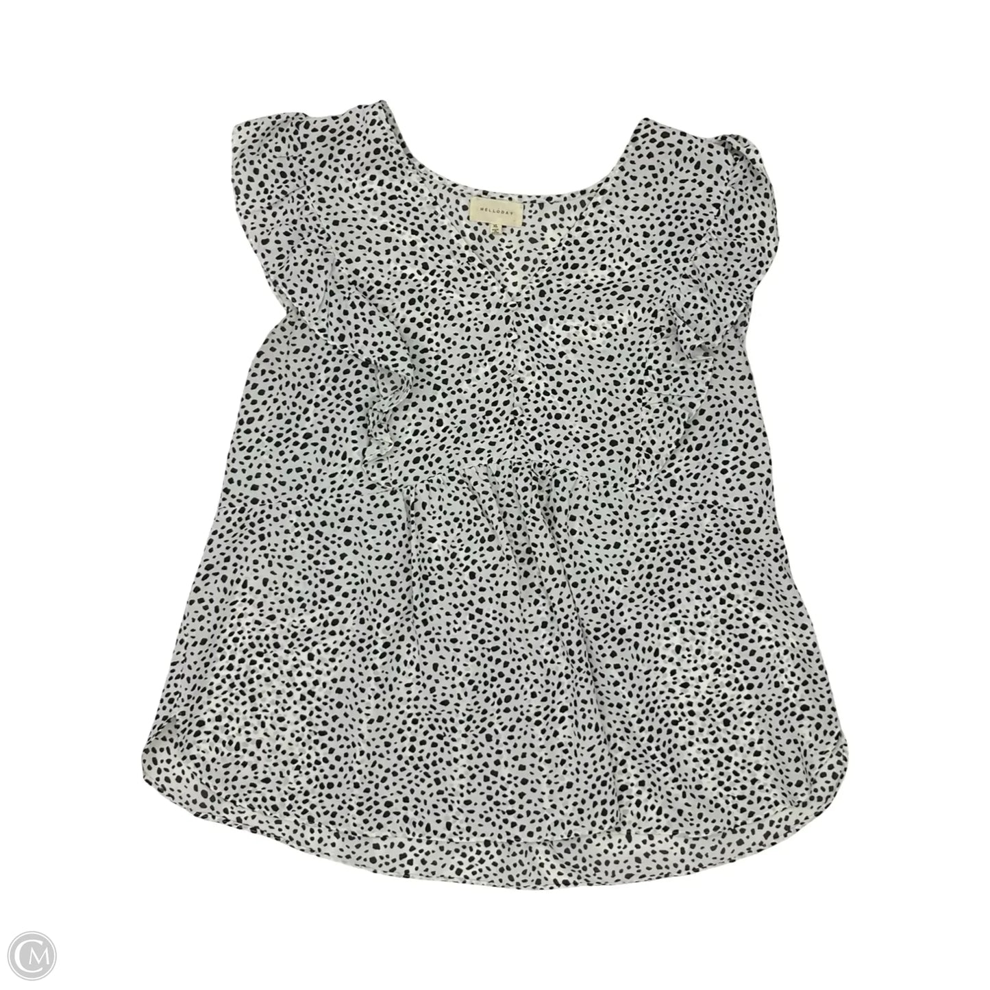 Blouse Short Sleeve By Melloday In Black & White, Size: Xl