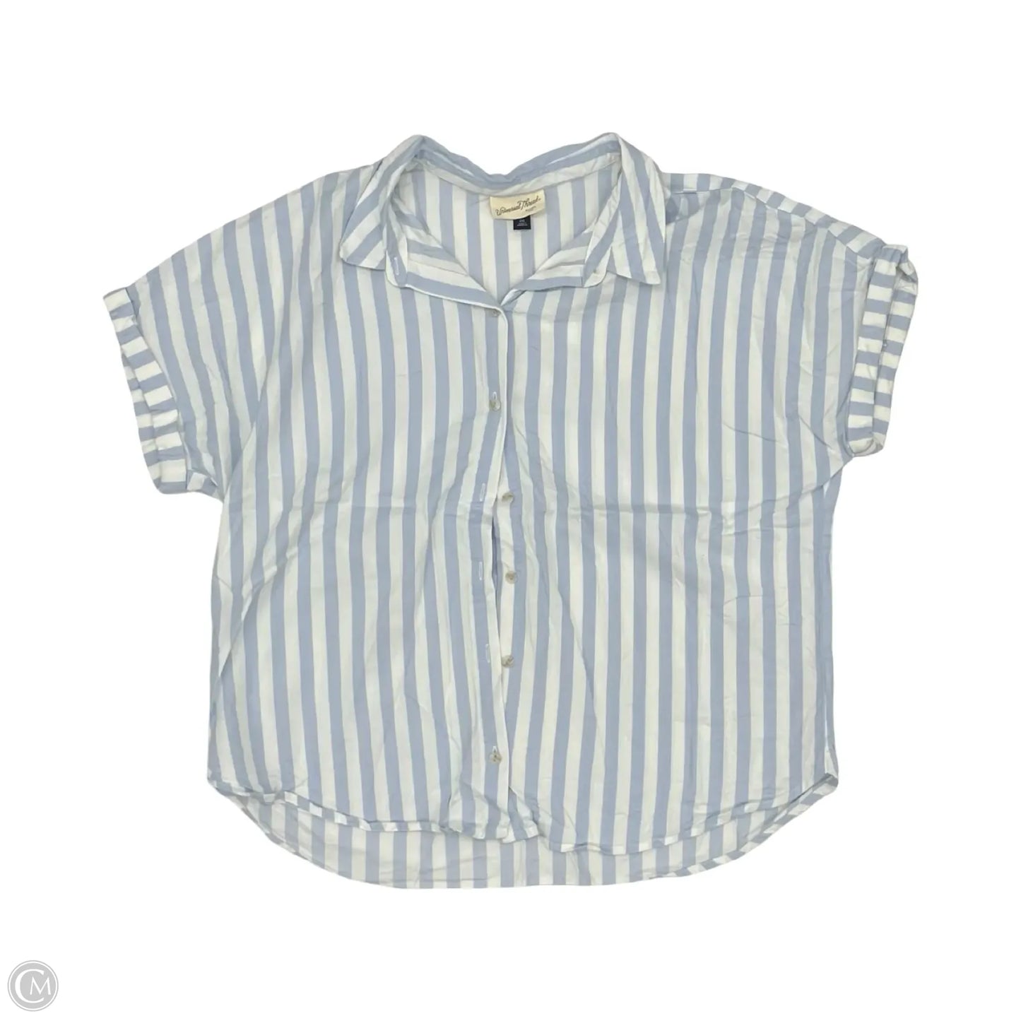 Blouse Short Sleeve By Universal Thread In Blue & White, Size: Xxl