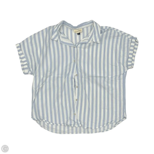 Blouse Short Sleeve By Universal Thread In Blue & White, Size: Xxl