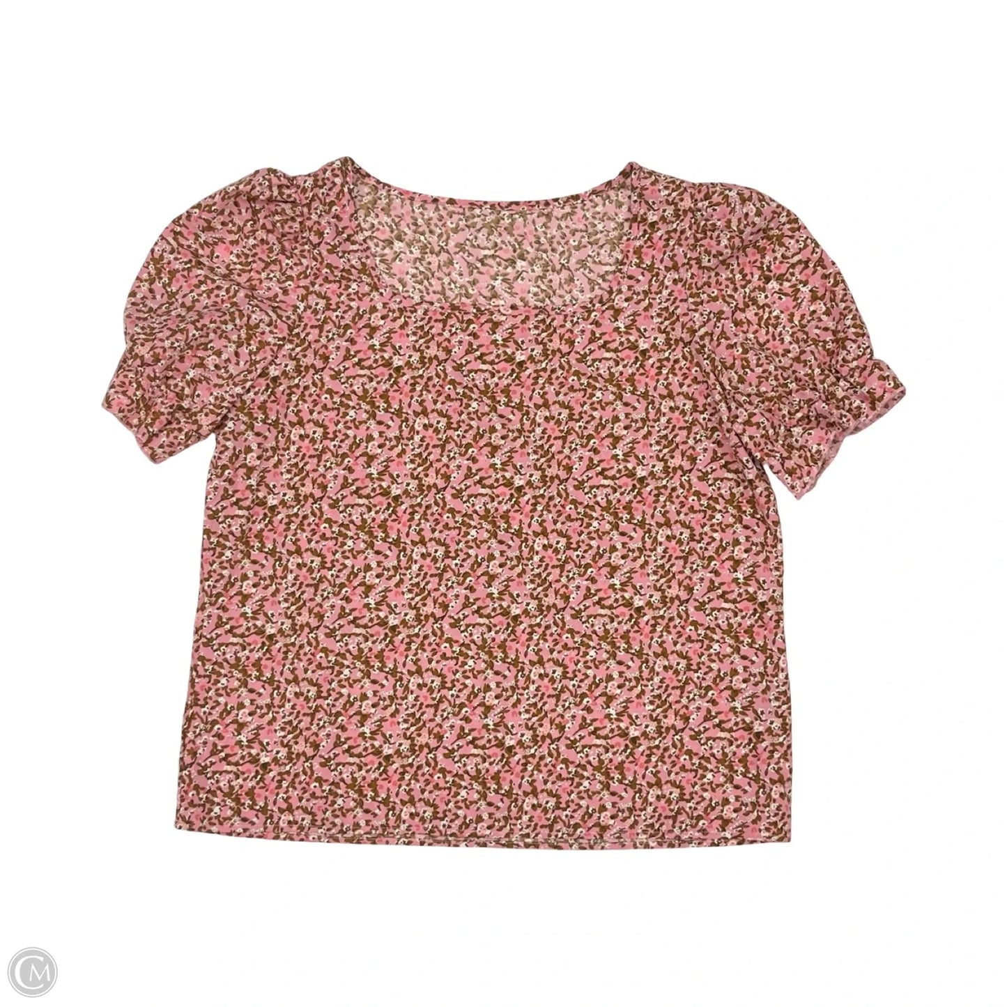 Blouse Short Sleeve By Shein In Brown & Pink, Size: Xl