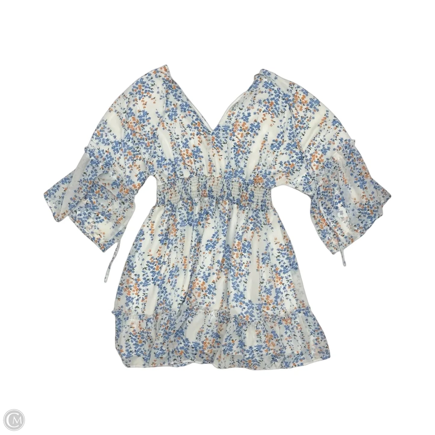 Dress Party Short By Clothes Mentor In Blue & White, Size: Xl