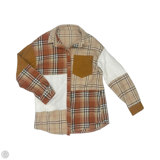 Jacket Shirt By Clothes Mentor In Tan, Size: S