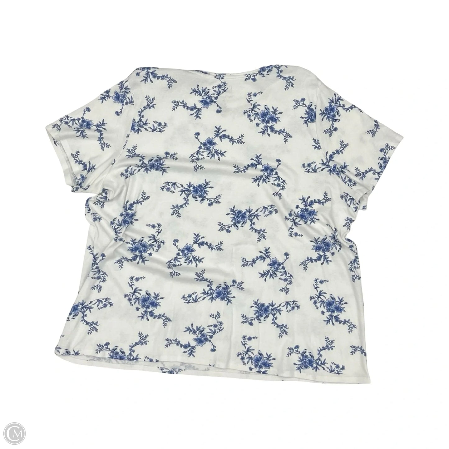 Top Short Sleeve By Croft And Barrow In Blue & White, Size: 2x