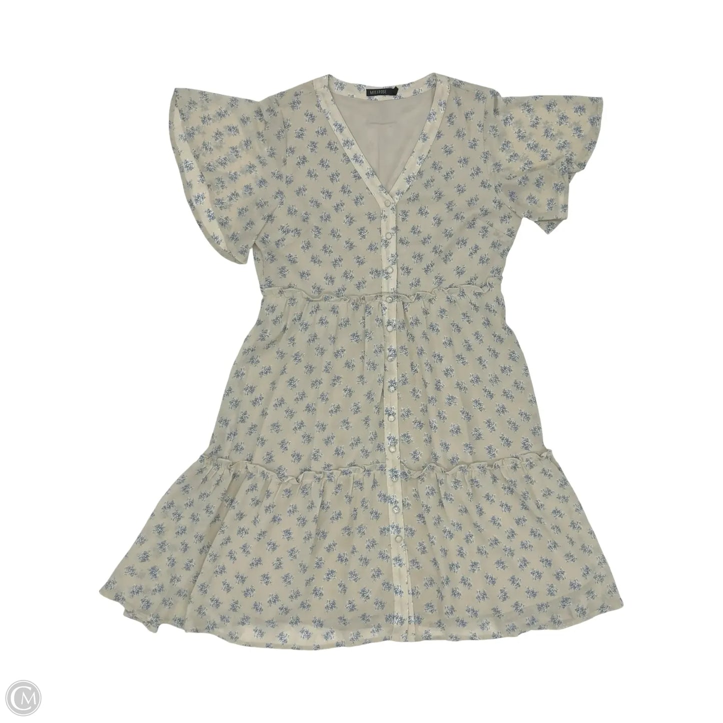Dress Party Midi By Clothes Mentor In Blue & Cream, Size: L