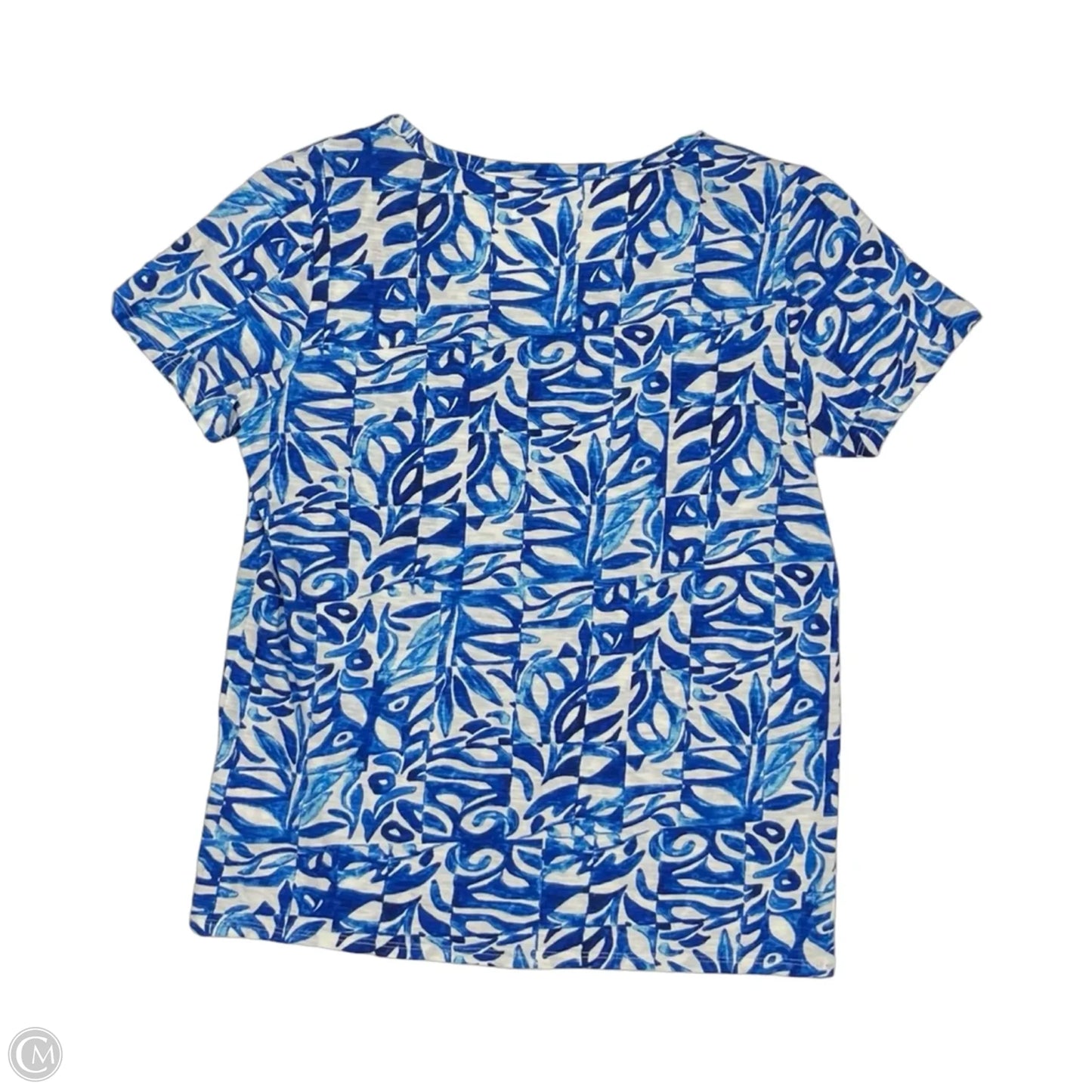 Top Short Sleeve By Stella Parker In Blue & White, Size: S