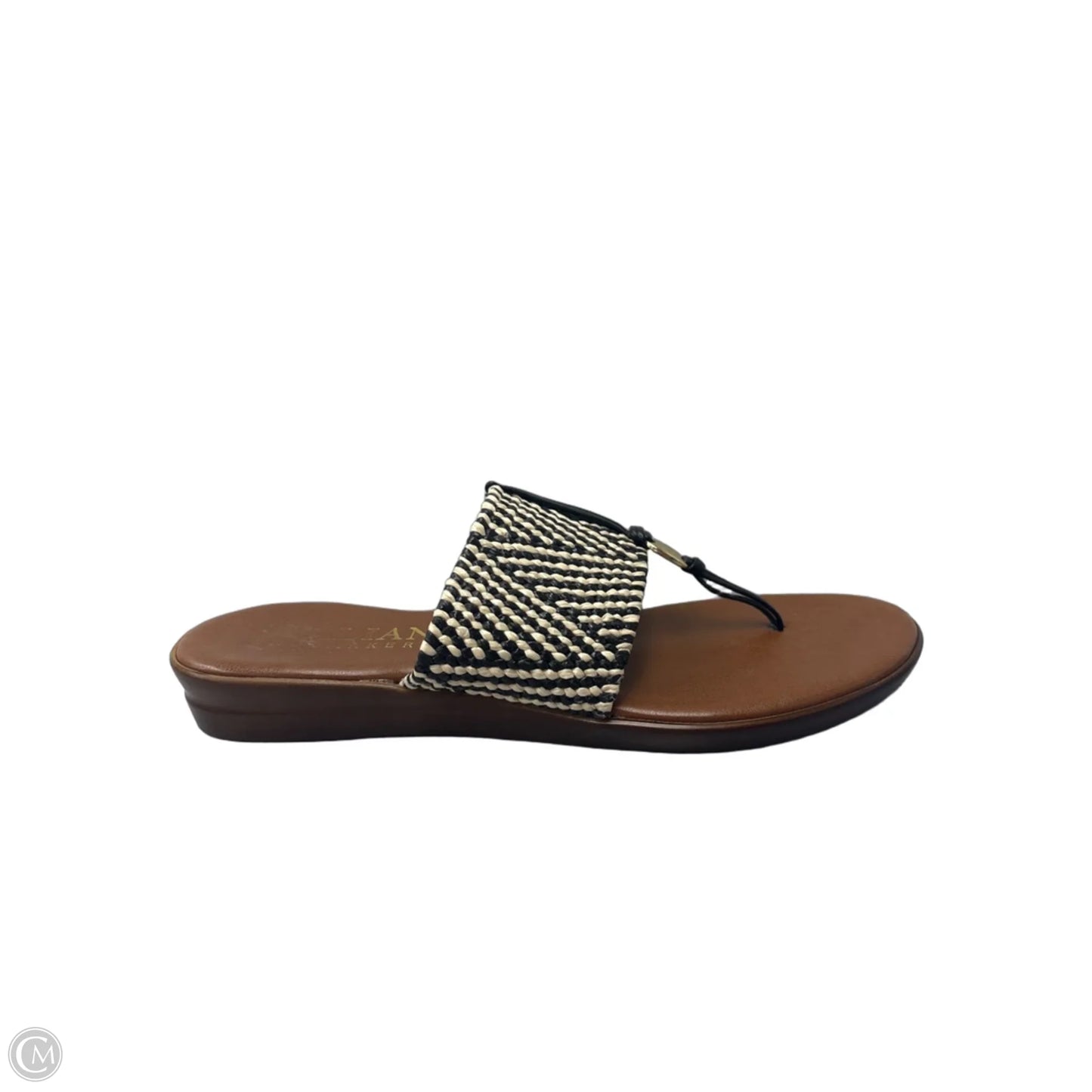 Sandals Flats By Italian Shoemakers In Black & Cream, Size: 7