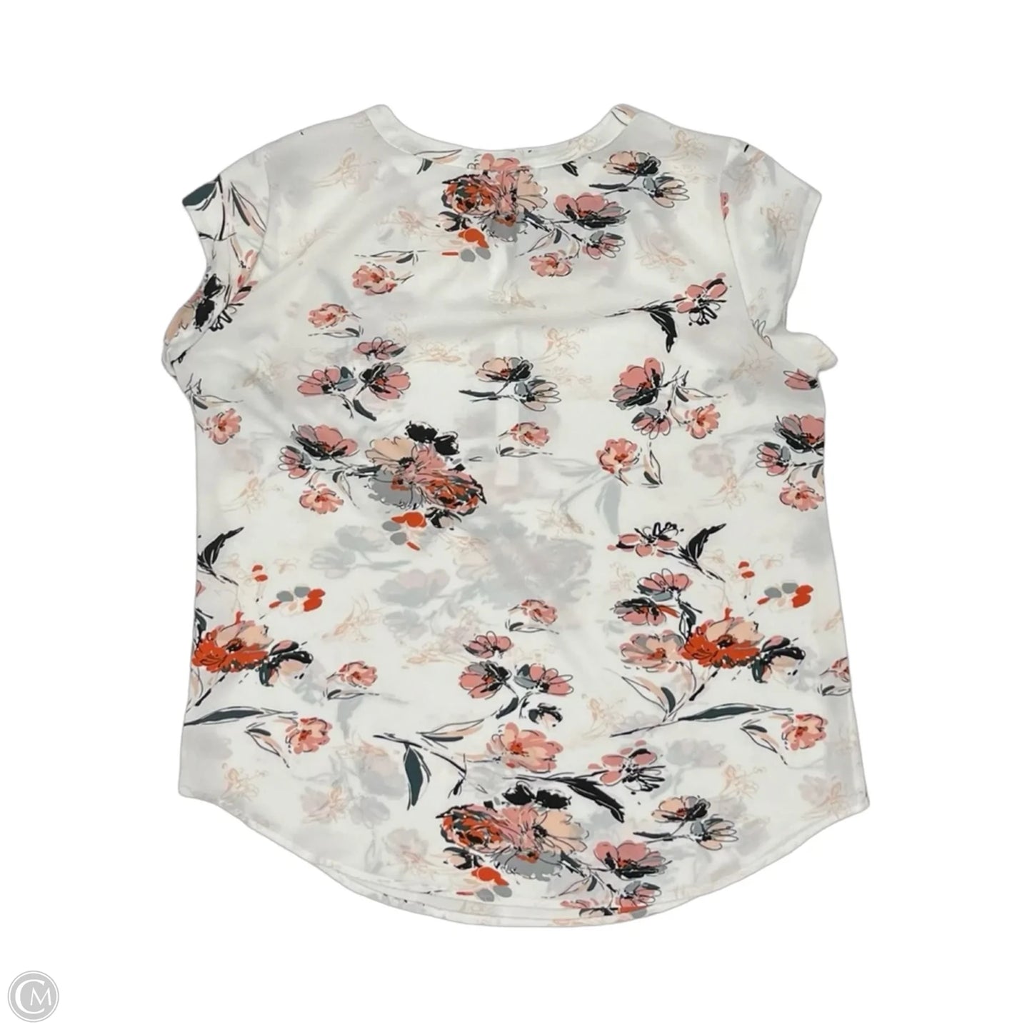 Blouse Short Sleeve By Clothes Mentor In Cream & Pink, Size: L
