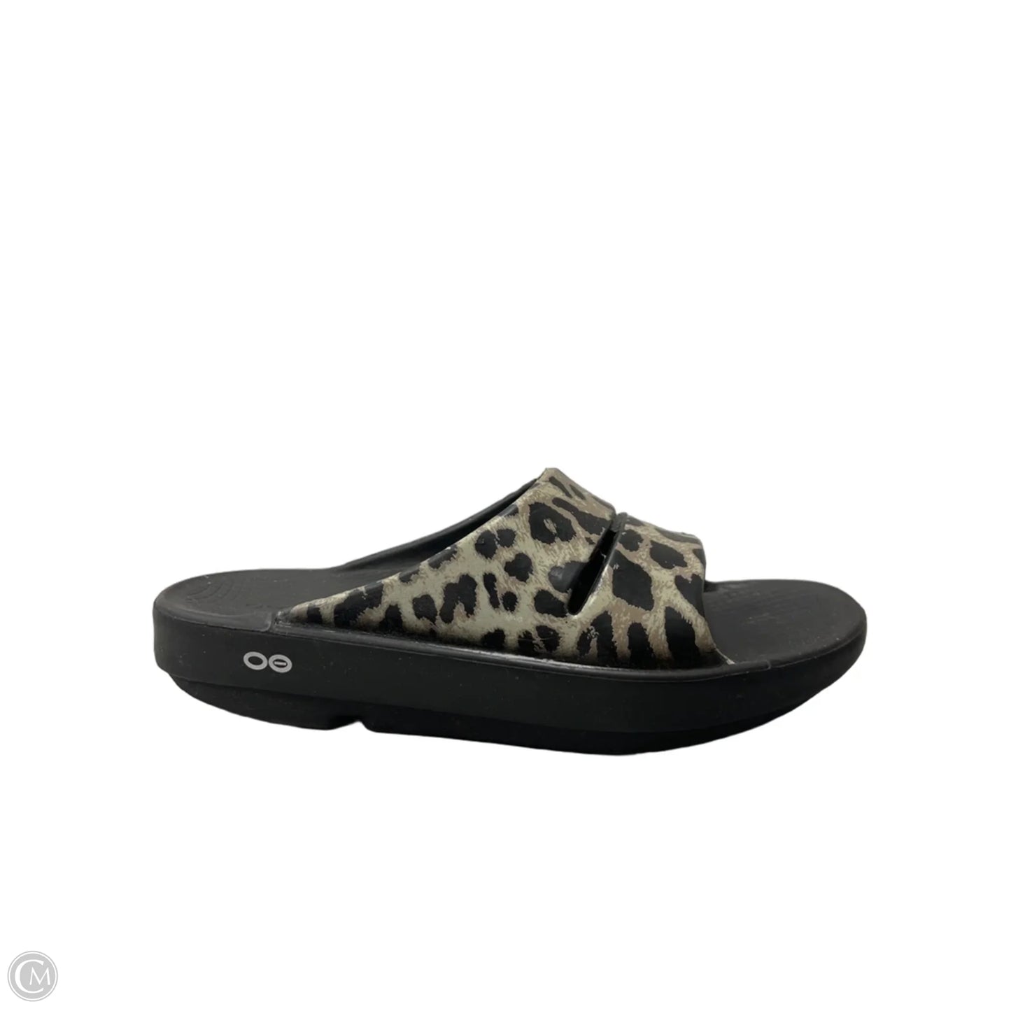 Sandals Flats By Oofos In Animal Print, Size: 9