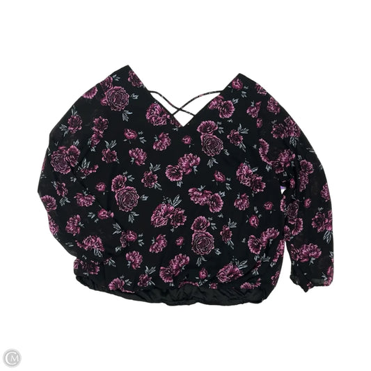 Blouse Long Sleeve By Torrid In Black & Purple, Size: 3x