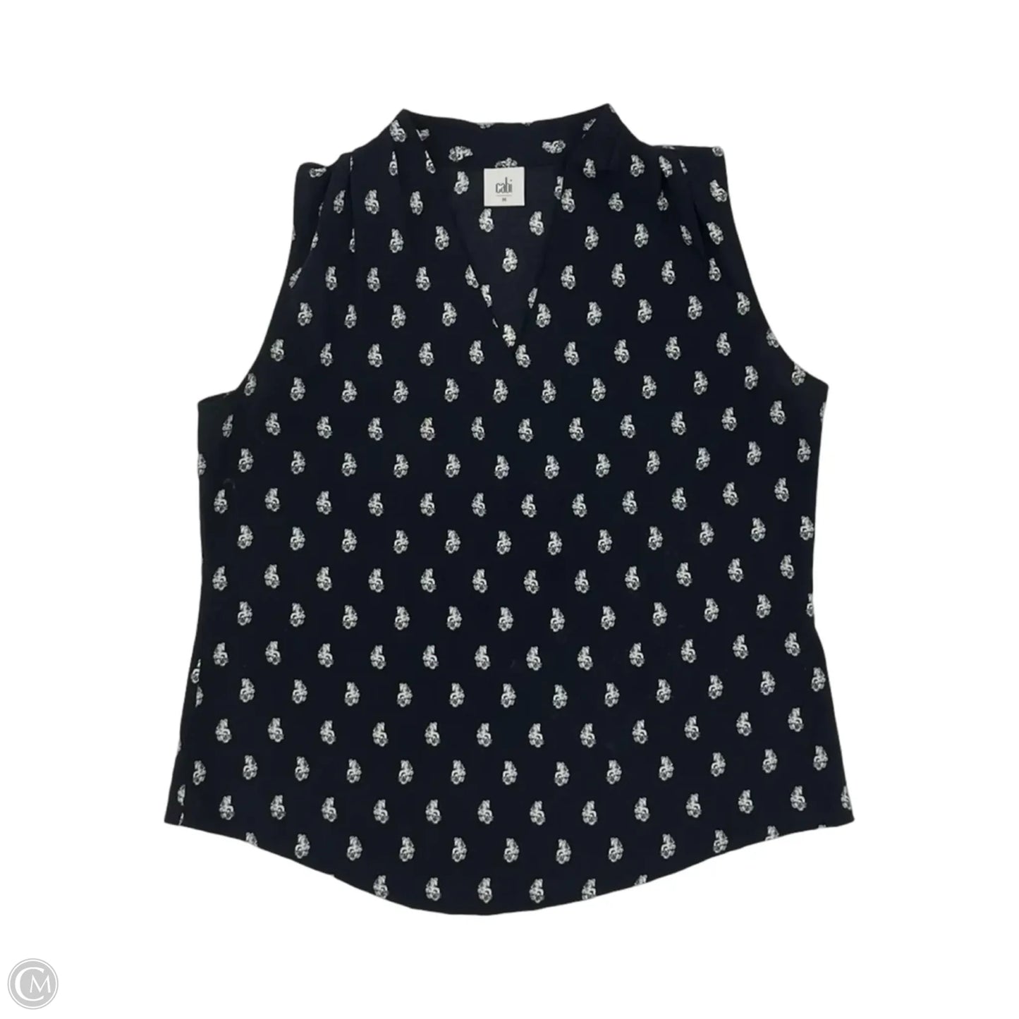Blouse Sleeveless By Cabi In Blue & White, Size: M