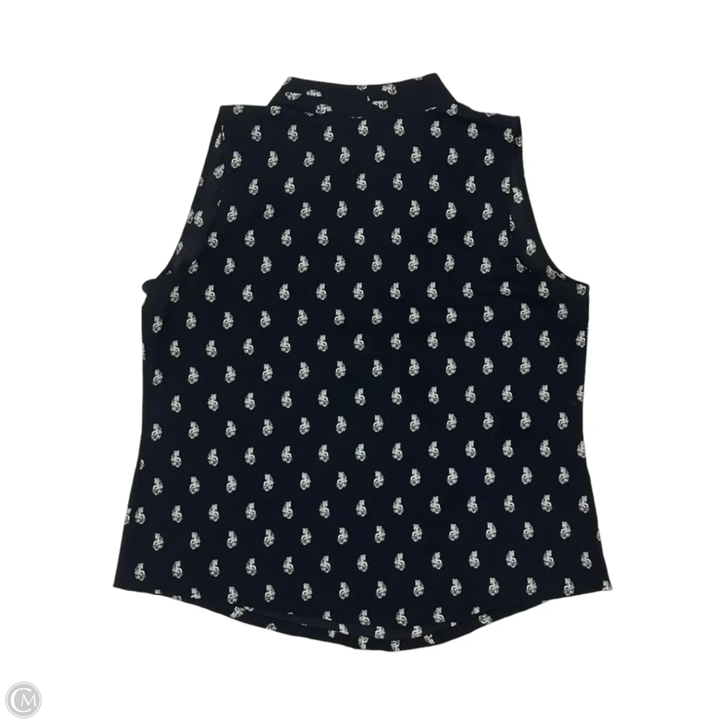 Blouse Sleeveless By Cabi In Blue & White, Size: M