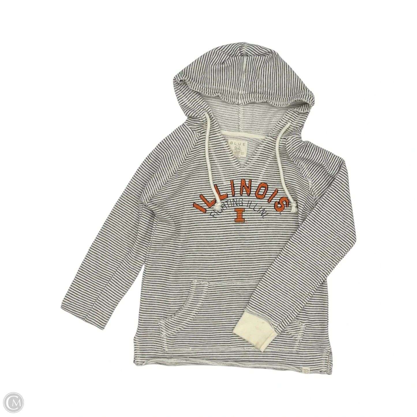 Athletic Top Long Sleeve Hoodie By Blue 84 In Cream & Grey, Size: S