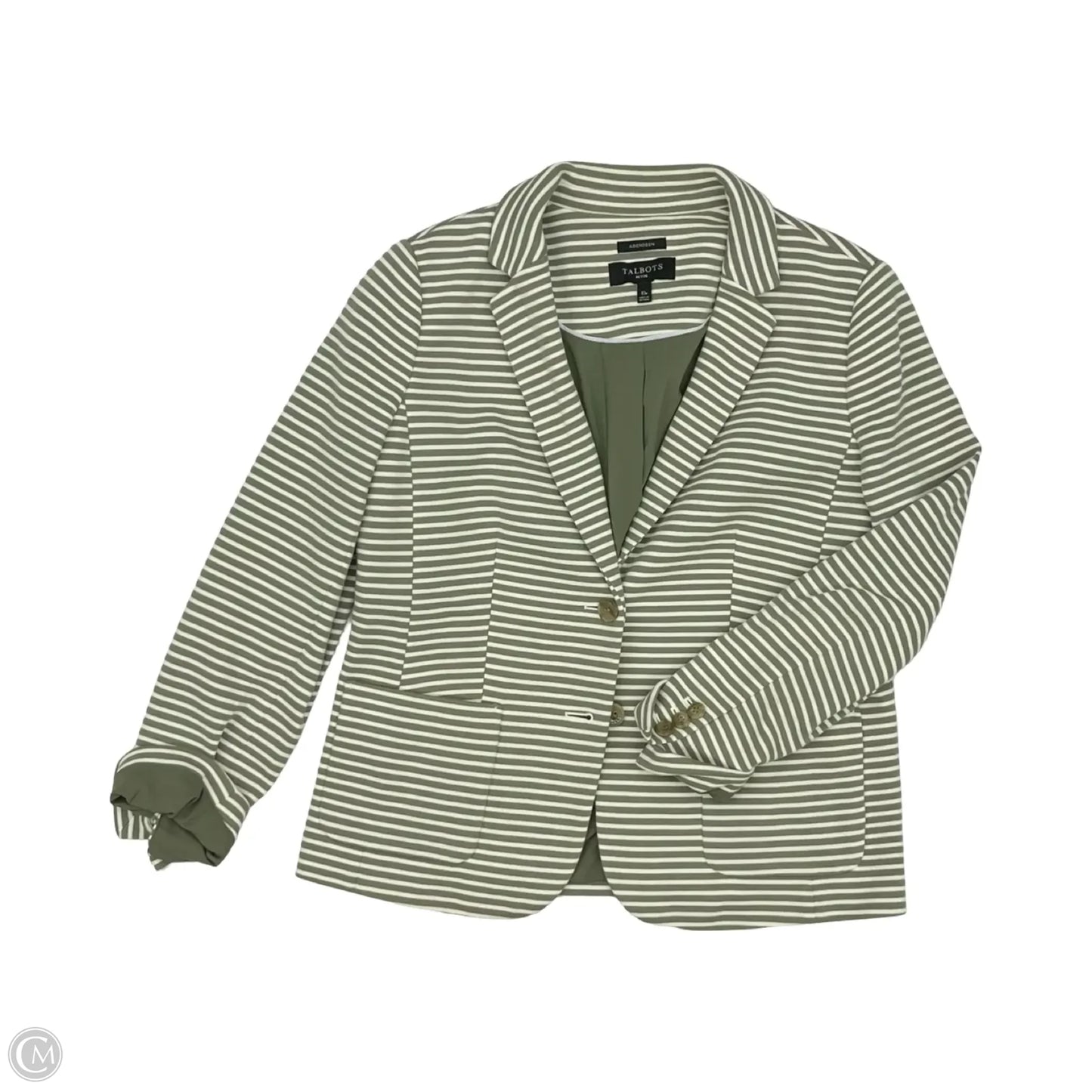 Blazer By Talbots In Green & White, Size: 10p