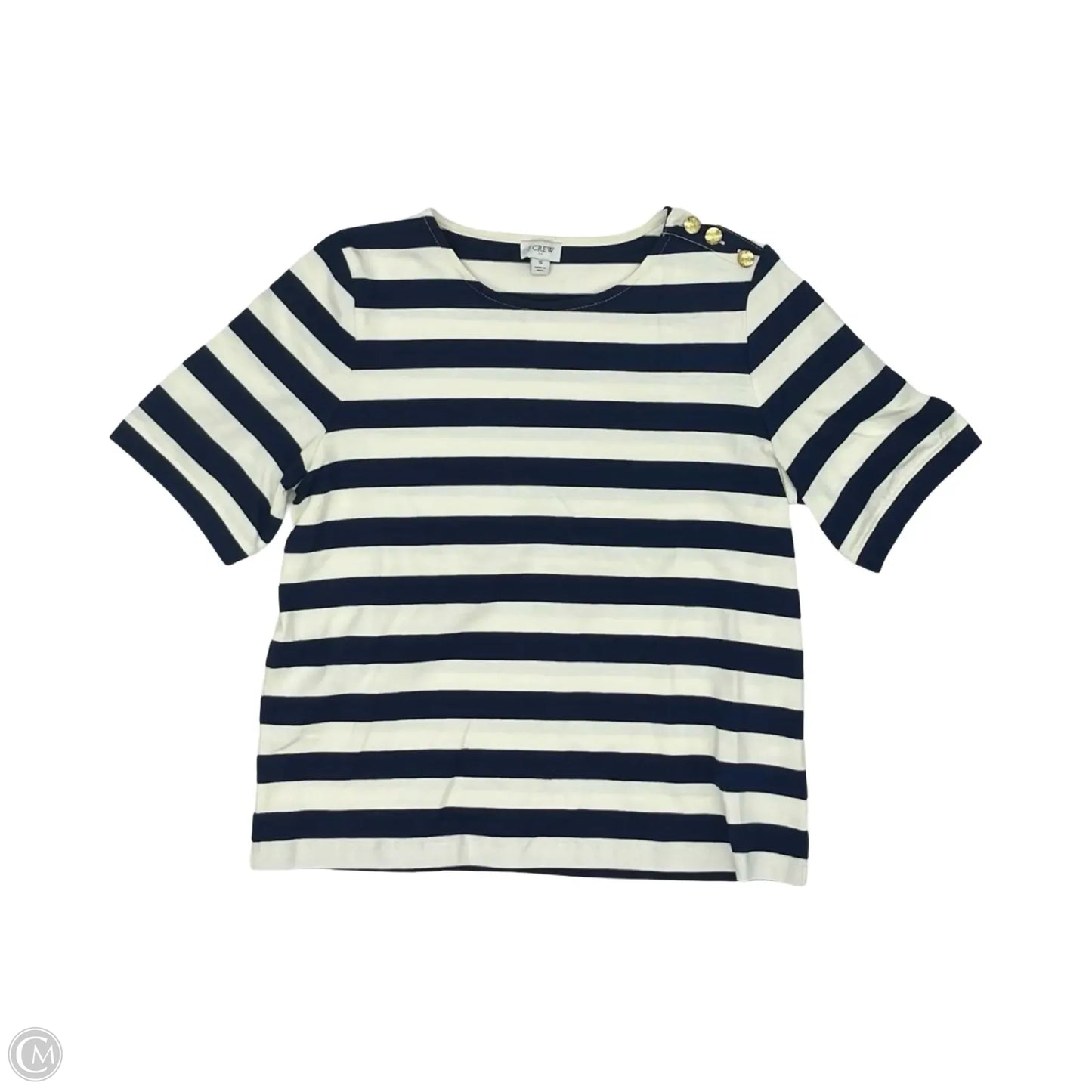 Top Short Sleeve By J. Crew In Blue & Cream, Size: S
