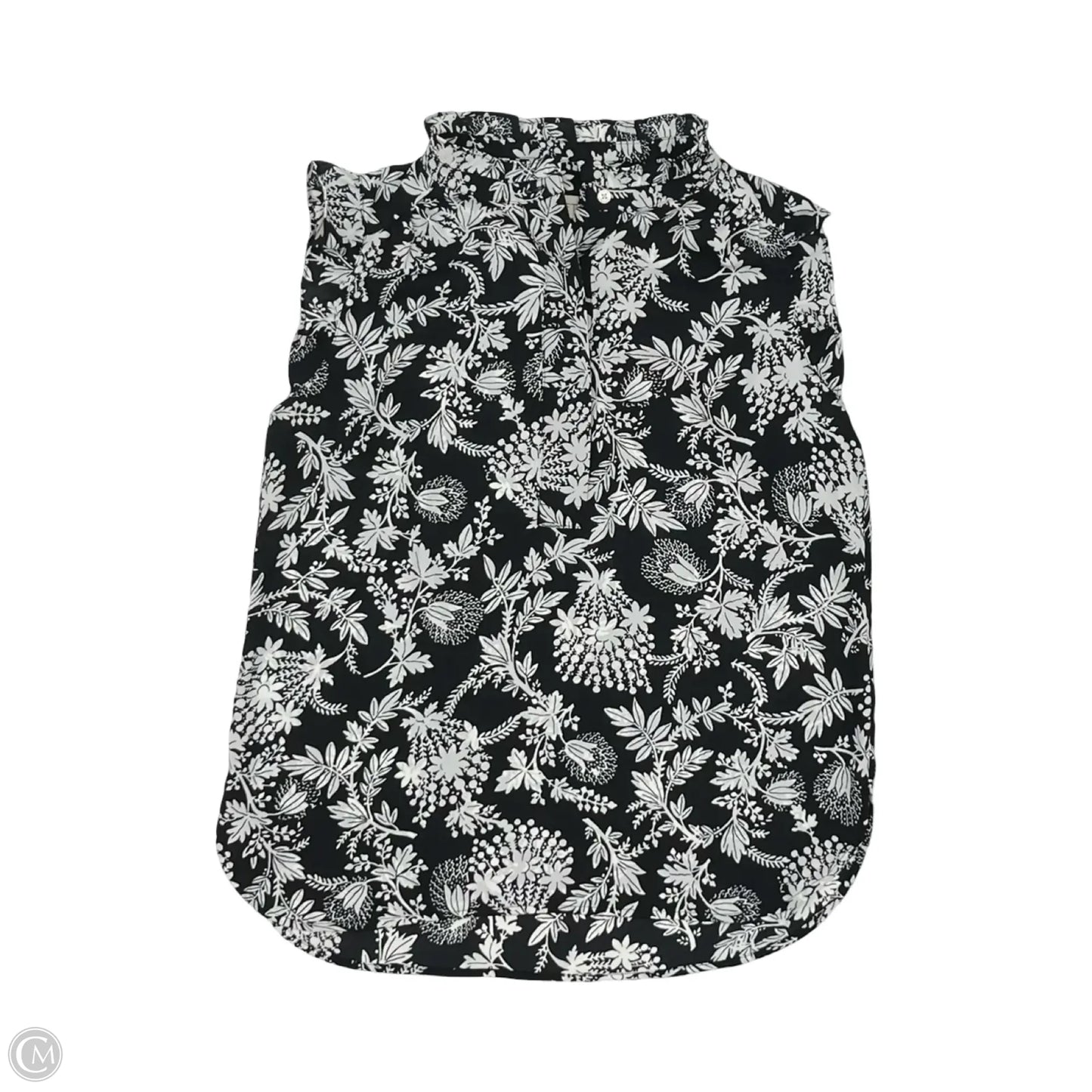 Blouse Short Sleeve By Loft In Black & White, Size: Xs