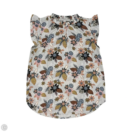 Blouse Short Sleeve By Loft In Floral Print, Size: Xs