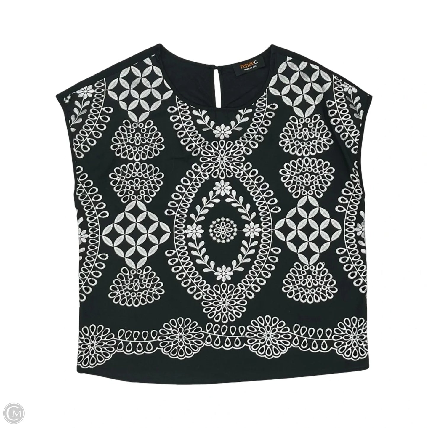 Blouse Sleeveless By Renee C In Black & Silver, Size: M