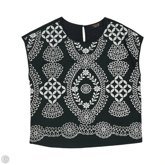 Blouse Sleeveless By Renee C In Black & Silver, Size: M