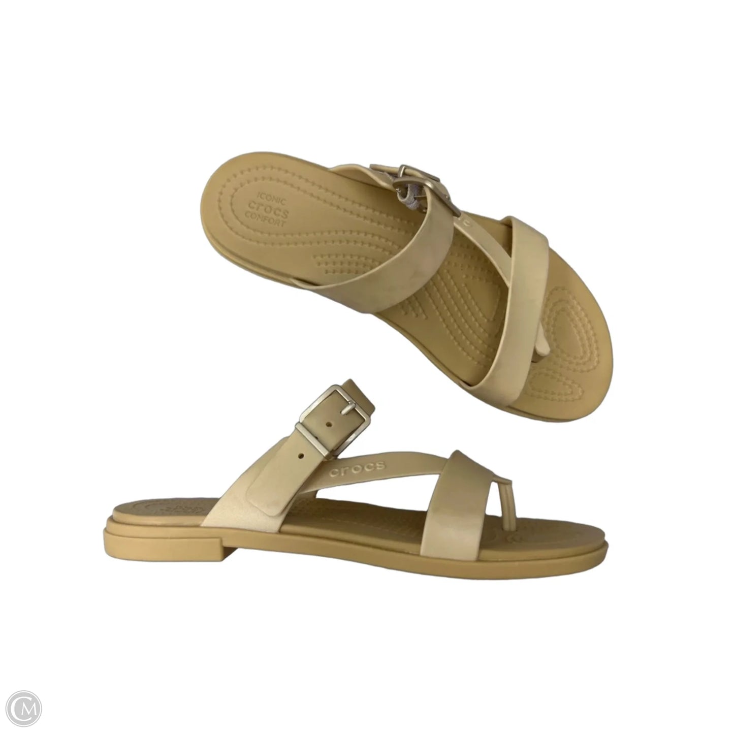 Sandals Flats By Crocs In Tan, Size: 8