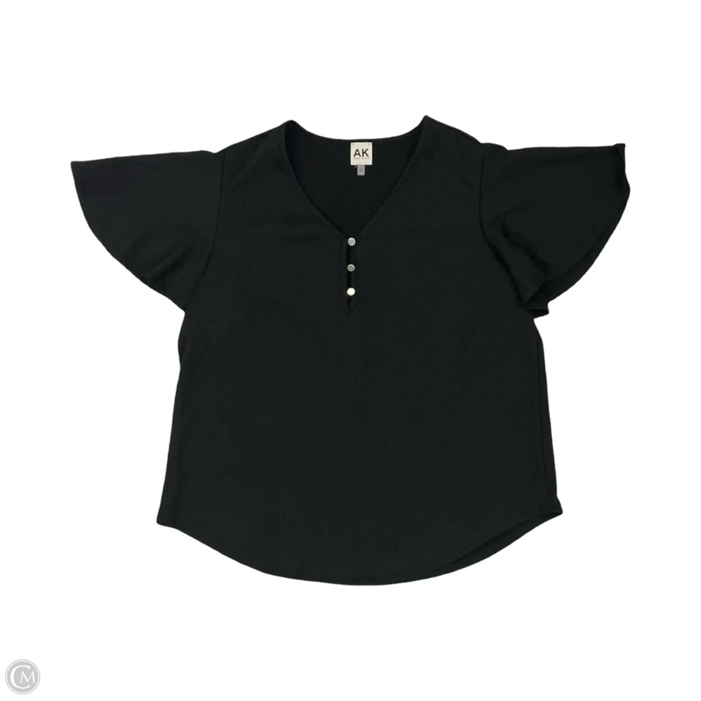 Blouse Short Sleeve By Anne Klein In Black, Size: 1x