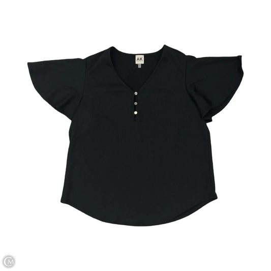 Blouse Short Sleeve By Anne Klein In Black, Size: 1x