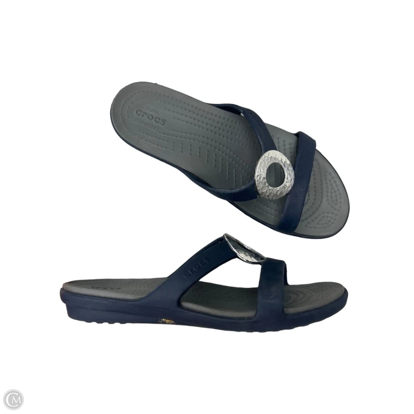 Sandals Flats By Crocs In Navy, Size: 7