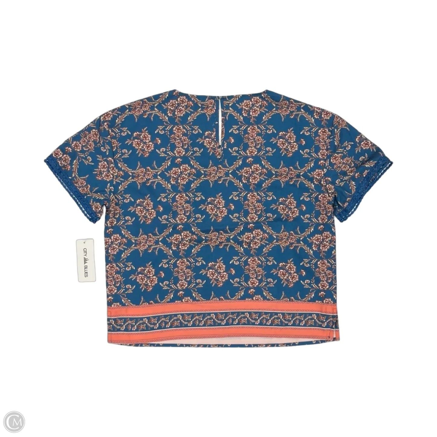 Blouse Short Sleeve By Clothes Mentor In Blue & Pink, Size: M
